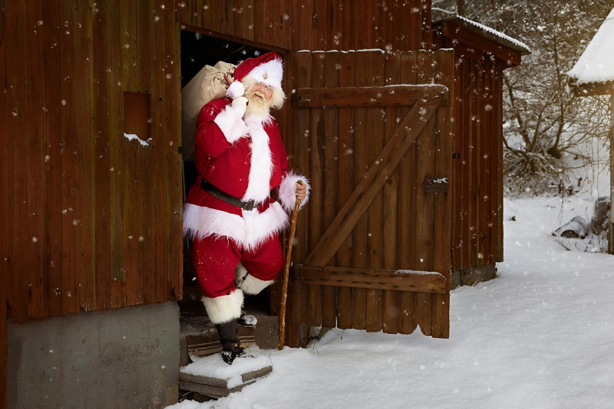 Santa Claus in a snowy landscape